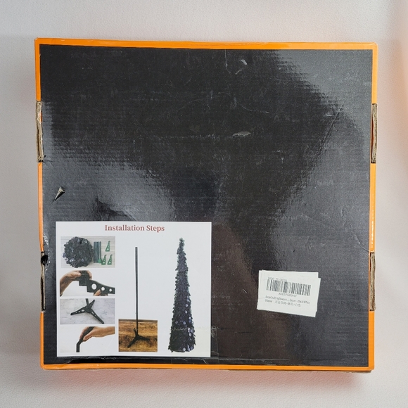 Ghost Tinsel Halloween Collapsible Pull Up Pencil Tree - 5 Ft Tall - Picture 4 of 12